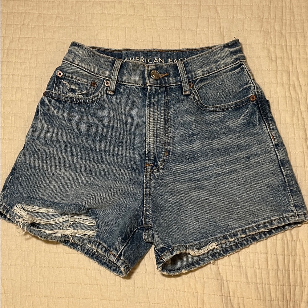 American Eagle Outfitters Women's Distressed Blue Jean Shorts